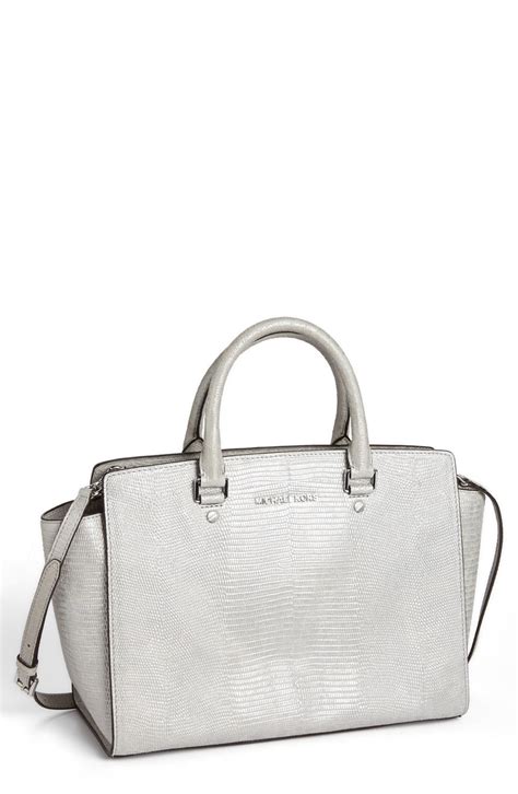 michael kors silver selma satchel|Michael Kors selma bag.